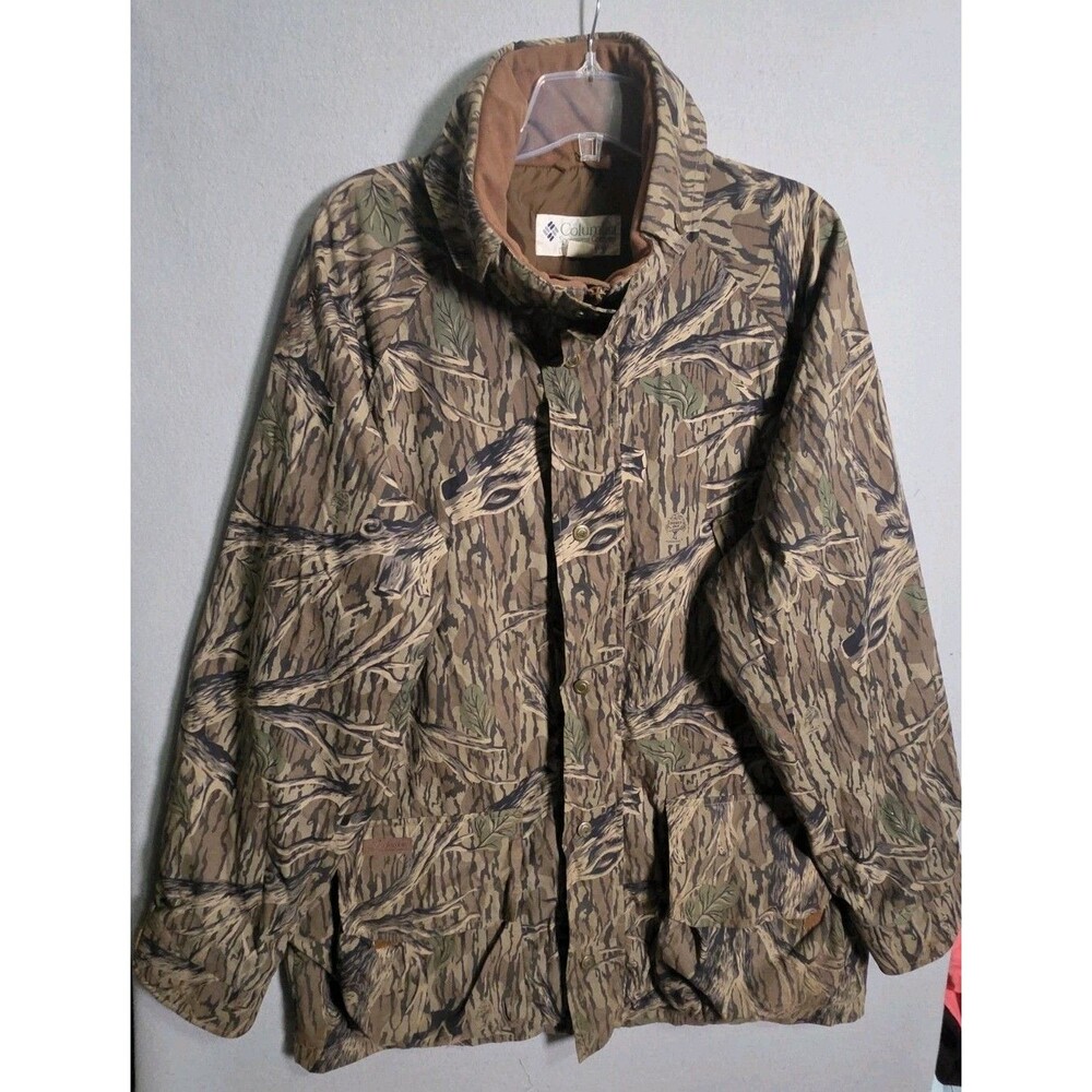 Vtg COLUMBIA Omni-Tech  x Mossy Oak Camo Jacket  Mens XLT Brown Hunting  No Hood